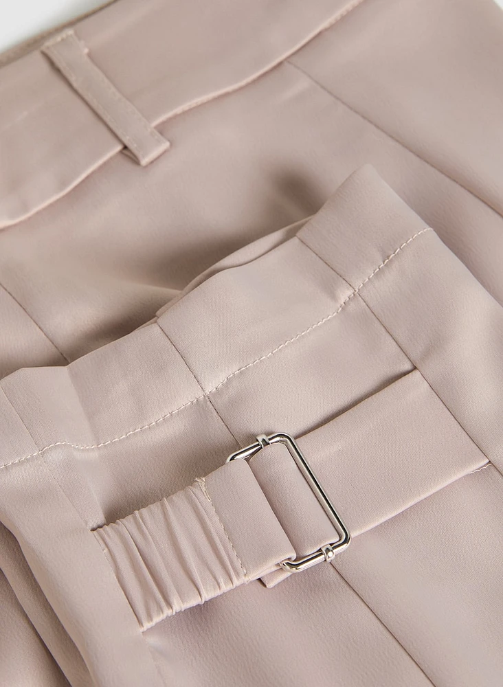 Satin Buckle Detail Cargo Pants