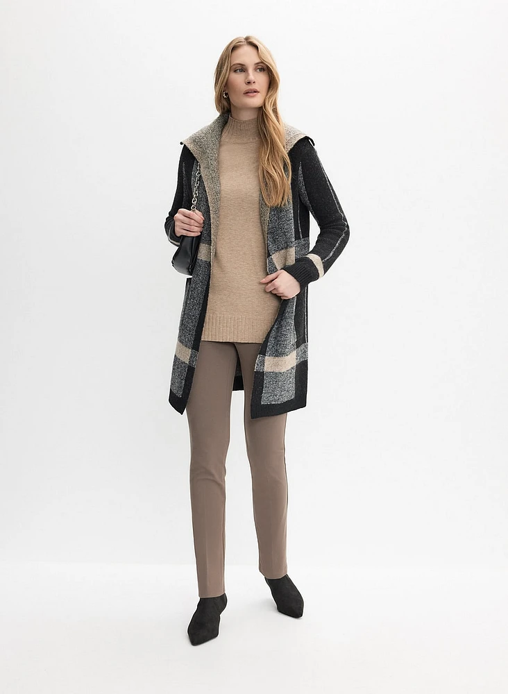 Plaid Open Coatigan & Madison Straight-Leg Pants