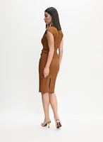 Linen-Blend Twist Front Dress