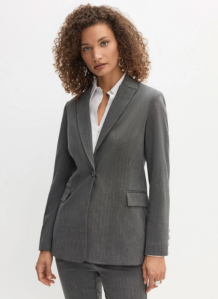 Pinstripe Single-Button Blazer