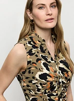 Blouse sans manches à motif léopard