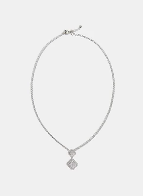 Collier en cristaux à pendentif de trèfles