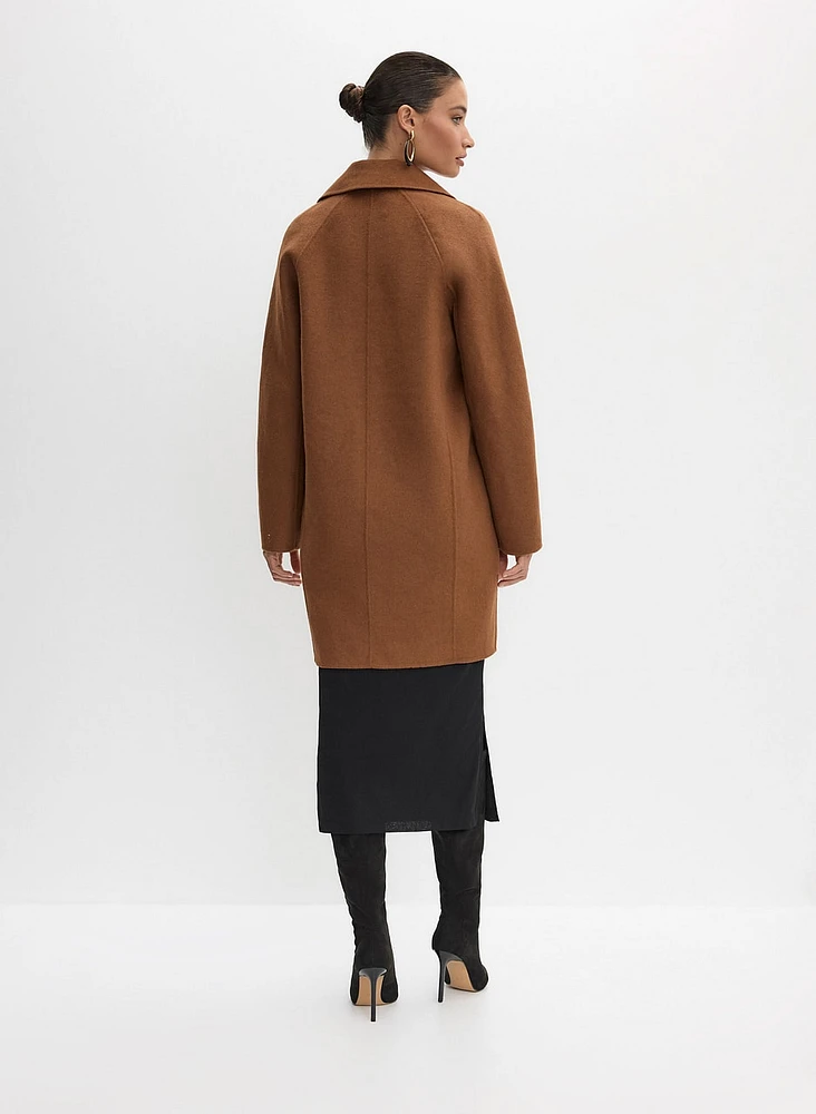 Manteau à col cranté en mélange de laine