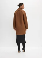 Manteau à col cranté en mélange de laine