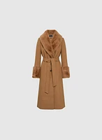 Faux Furr Detail Trench Coat