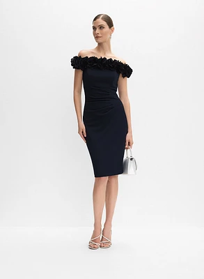 Rosette Off-The-Shoulder Dress