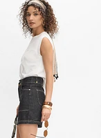 Double-Button Jean Shorts