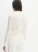 Embellished Knit Polo Cardigan