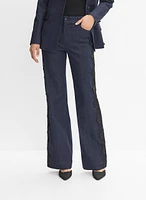 Lace Applique Denim Pants