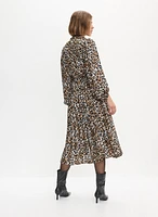 Pleated Leopard Print Dress