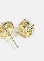 Cubic Zirconia Button Earrings