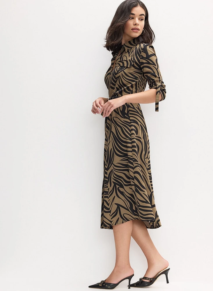 Zebra Print Shirt Dress