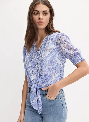 Paisley Tie-Front Blouse