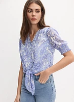 Paisley Tie-Front Blouse