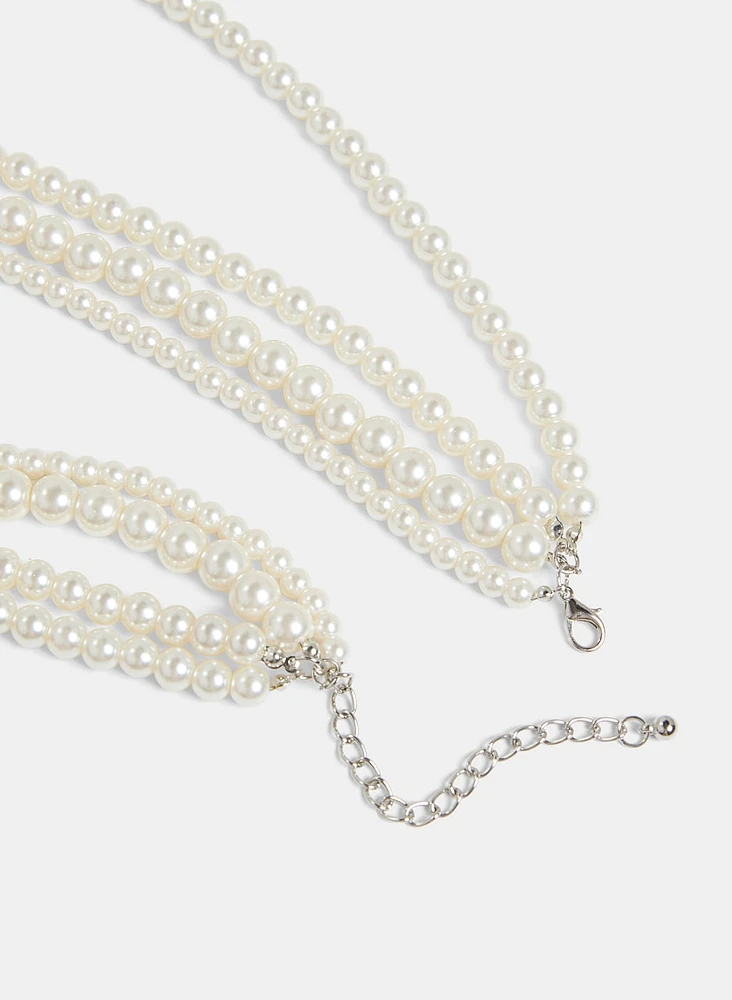 Multi-Row Faux Pearl Necklace