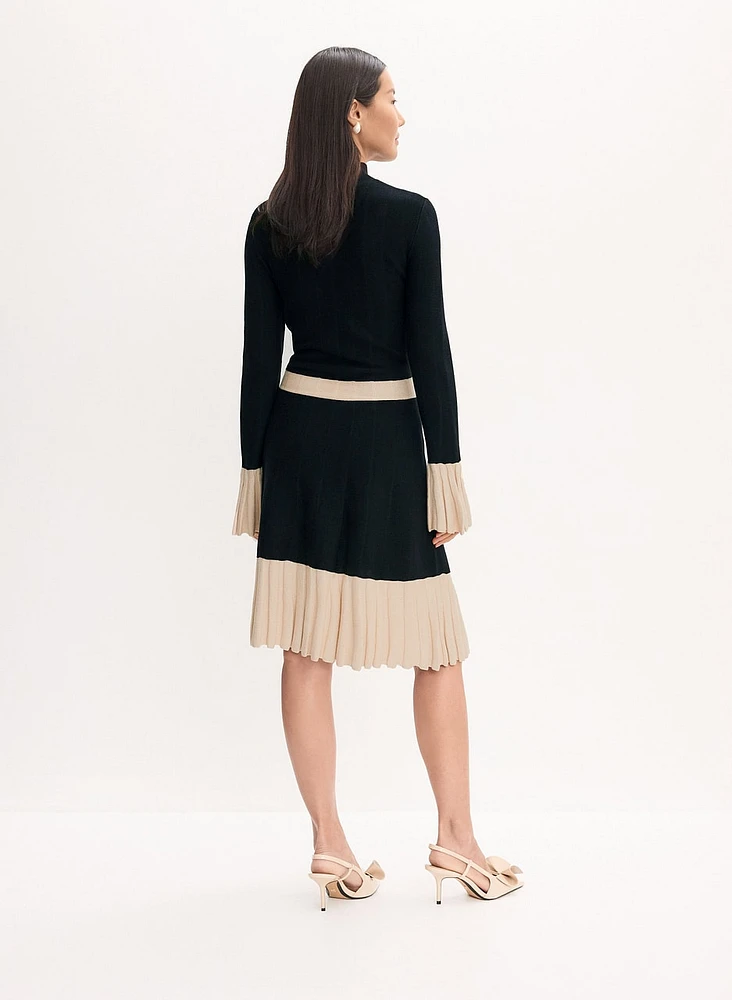 Pleat Detail Sweater Dress