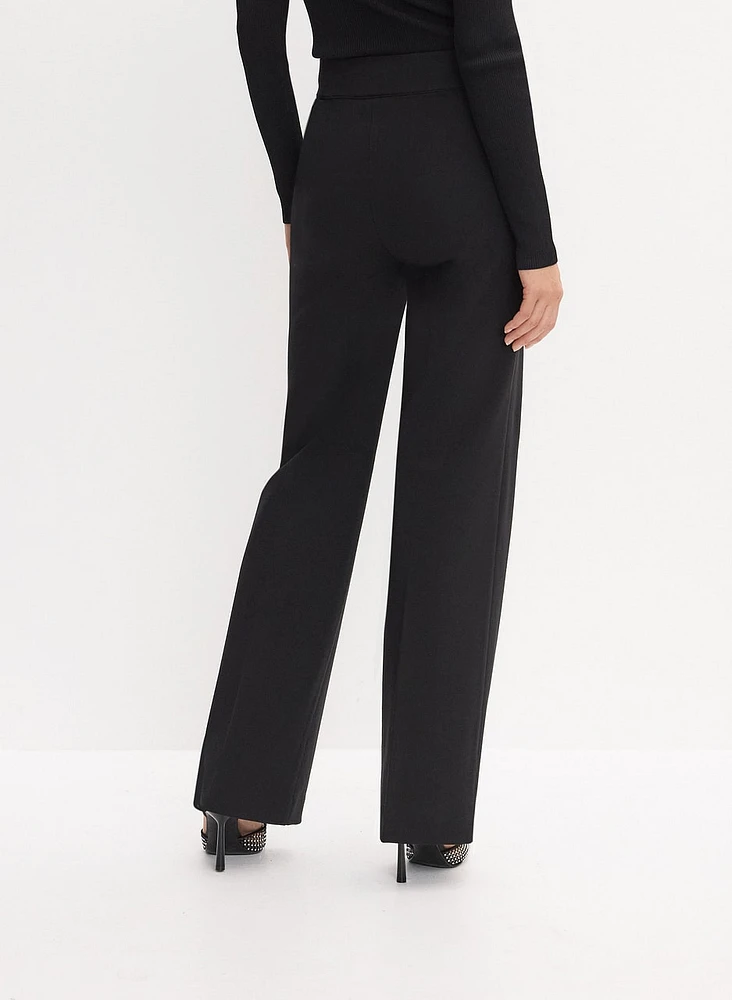 Button Detail Flare-Leg Pants