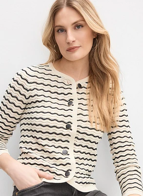 Wave Stitch Pointelle Cardigan