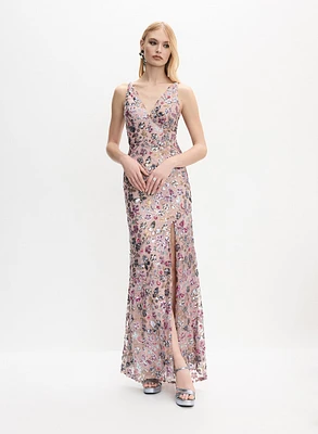 Robe à motif floral en paillettes