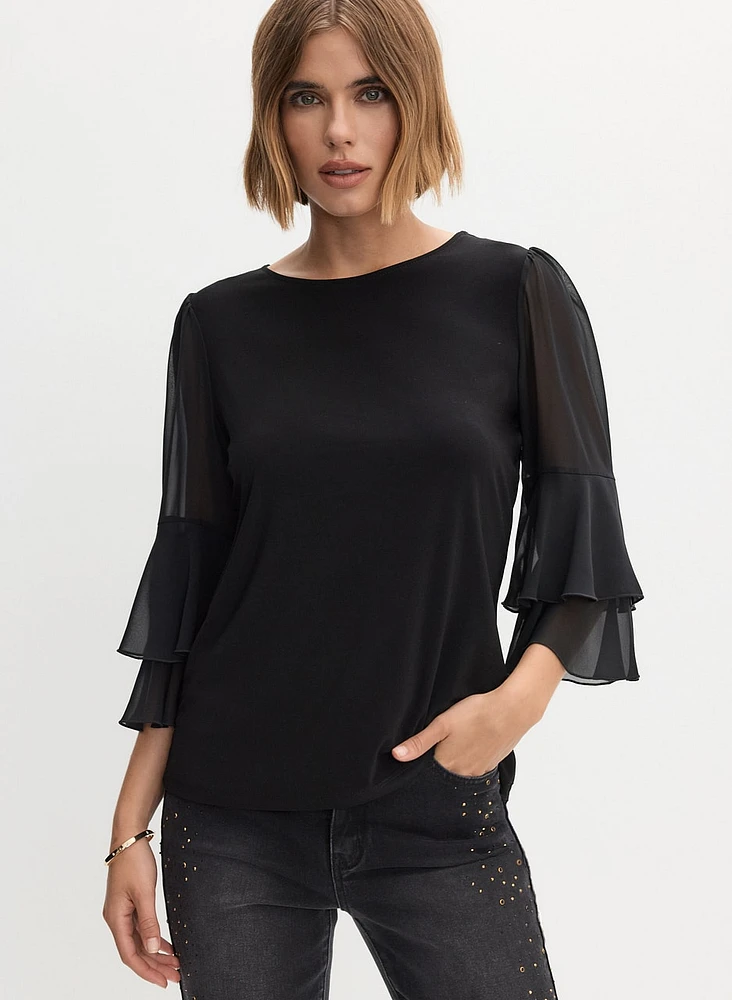 Chiffon Ruffle Sleeve Top