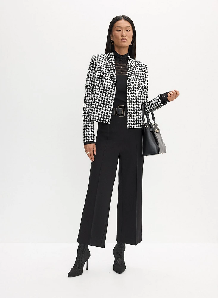 Houndstooth Print Jacket & Culotte Pants