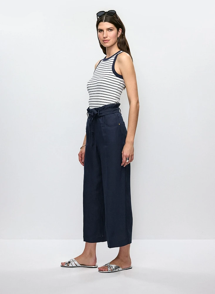 Linen-Blend Cropped Pants