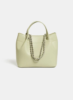 Layered Chain Detail Satchel Handbag