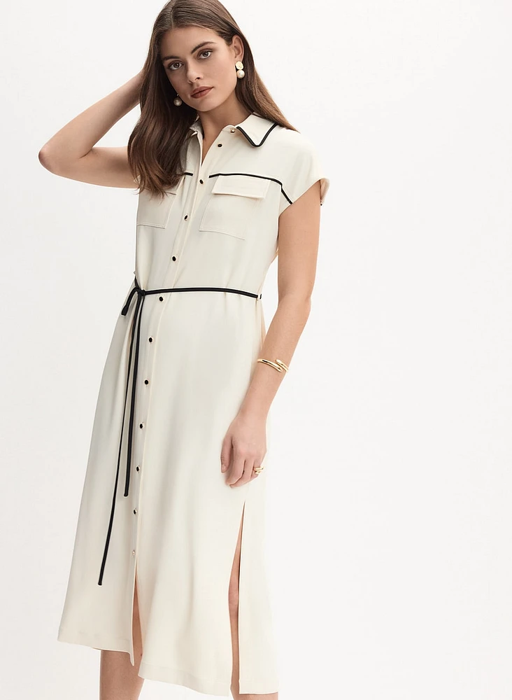 Contrast Trim Shirt Dress