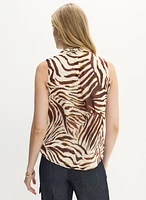 Zebra Print Sleeveless Chiffon Blouse