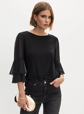 Chiffon Ruffle Sleeve Top