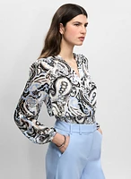 Paisley Print Smocked Blouse