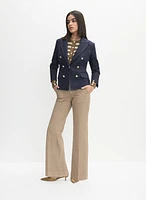 Contrast Stitch Denim Blazer & Wide-Leg Trouser Fit Jeans