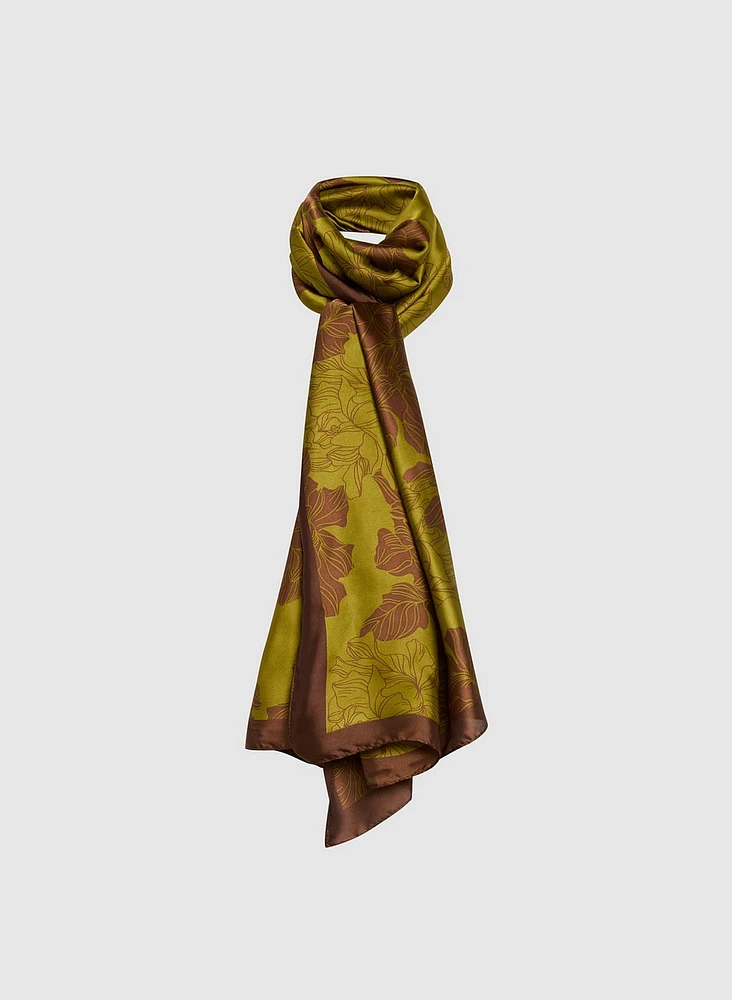 Two-Tone Oblong Floral Scarf