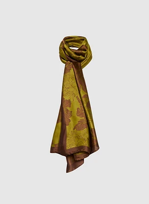 Two-Tone Oblong Floral Scarf