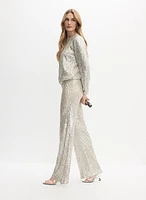 Sequined Wide-Leg Pants