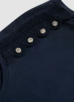 Crotchet Detail Short Sleeve Top