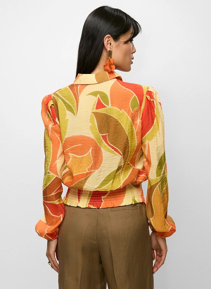 Blouse à motif géométrique et manches ballon