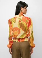 Blouse à motif géométrique et manches ballon
