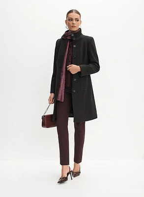 Stand Collar Wool-Blend Coat