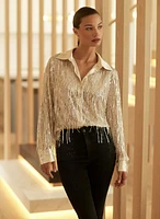 Sequined Fringe Blouse