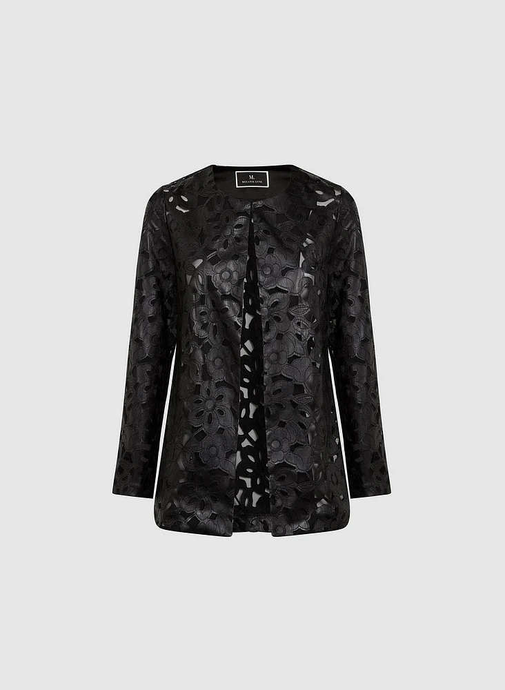 Floral Vegan Leather Jacket