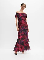 Tiered Off-Shoulder Floral Dress