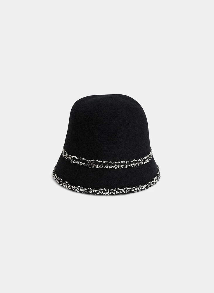 Bouclé Trim Cloche Hat