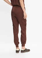 Pull-On Satin Cargo Pants