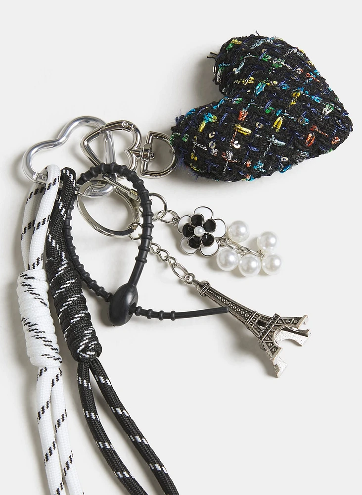 Tweed Heart Key Chain