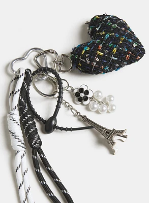 Tweed Heart Key Chain