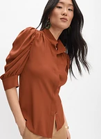 Draped Puff Sleeve Blouse