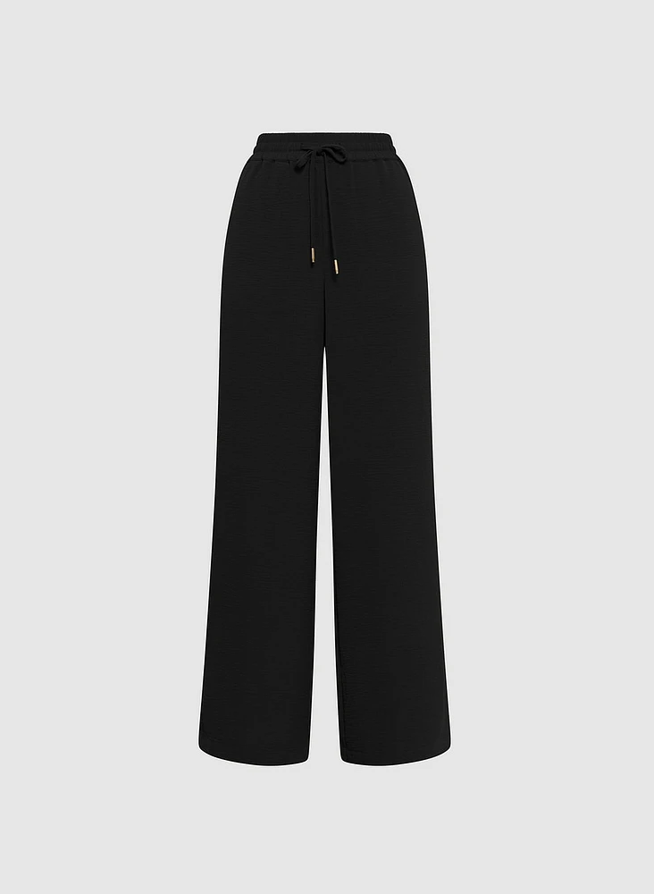 Drawstring Waist Wide-Leg Pants