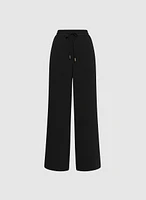 Drawstring Waist Wide-Leg Pants