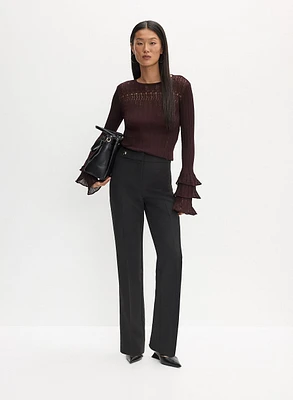 Pointelle Knit Sweater & Lauren Straight-Leg Pants